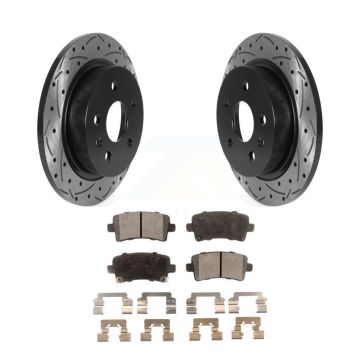 Rear Drilled Slot Disc Brake Rotor Semi-Metallic Pad Kit For Chevrolet Malibu Buick Regal KDF-100873
