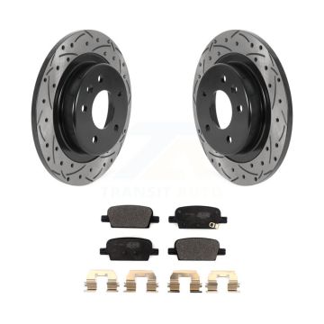 Rear Coated Drilled Slotted Disc Brake Rotor & Semi-Metallic Pad Kit For Chevrolet Malibu KDF-100875