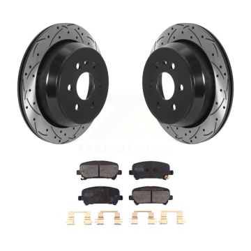 Rear Drill Slot Disc Brake Rotors Semi-Metallic Pad Kit For Chevrolet Colorado GMC Canyon KDF-100880