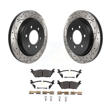 Rear Drill Slot Disc Brake Rotors Semi-Metallic Pad Kit For Ford F-150 Expedition Lincoln KDF-100883