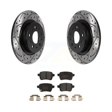 Rear Coated Drilled Slot Disc Brake Rotor & Semi-Metallic Pad Kit For 2014-2020 Fiat 500L KDF-100885
