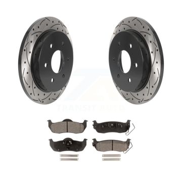 Rear Drilled Slot Brake Rotor Semi-Metallic Pad Kit For Nissan TITAN Armada INFINITI QX56 KDF-100890