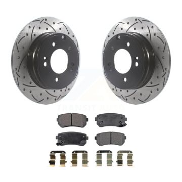 Rear Drilled Slot Brake Rotor Semi-Metallic Pad Kit For Hyundai Tucson Sonata Kia Cadenza KDF-100894