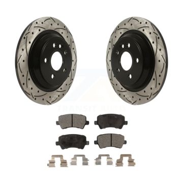 Rear Drilled Slot Brake Rotors Semi-Metallic Pad Kit For Volvo XC70 S60 V60 S80 Cross V70 KDF-100899