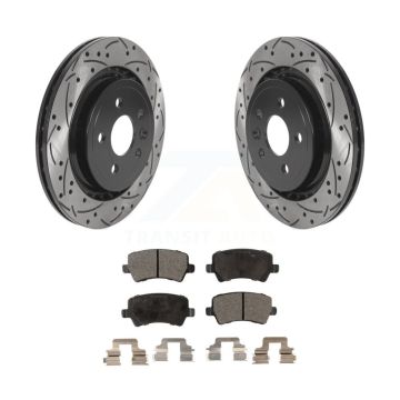 Rear Drilled Slot Disc Brake Rotor & Semi-Metallic Pad Kit For Volvo XC70 S60 V60 S80 V70 KDF-100901