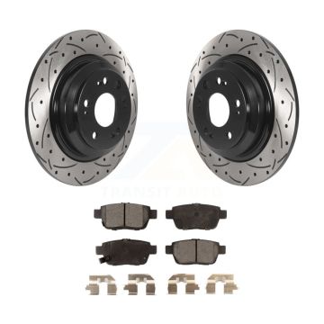 Rear Coated Drilled Slotted Disc Brake Rotor Semi-Metallic Pad Kit For 2009-2014 Acura TL KDF-100905