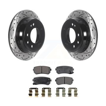 Rear Drill Slot Brake Rotor Semi-Metallic Pad Kit For Hyundai Elantra Tucson Kia Sportage KDF-100908
