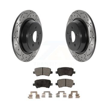 Rear Drilled Slot Brake Rotor Semi-Metallic Pad Kit For 2012-2015 Land Rover Range Evoque KDF-100909
