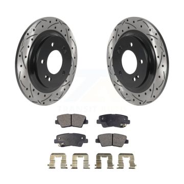 Rear Coated Drilled Slot Disc Brake Rotors Semi-Metallic Pad Kit For Hyundai Sonata Azera KDF-100914