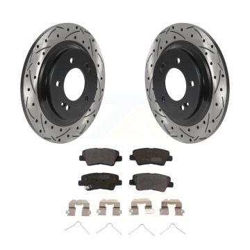Rear Coated Drill Slot Disc Brake Rotors Semi-Metallic Pad Kit For Hyundai Ioniq Kia Niro KDF-100916