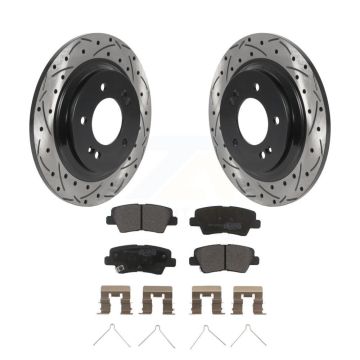 Rear Drill Slot Brake Rotors Semi-Metallic Pad Kit For Hyundai Kia Sonata Elantra GT Soul KDF-100917
