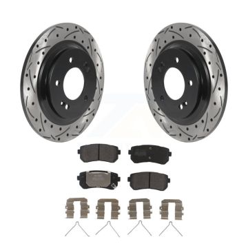 Rear Drill Slot Disc Brake Rotors Semi-Metallic Pad Kit For 2016 Kia Optima LX/EX/LX 1.6T KDF-100918