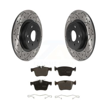 Rear Drilled Slot Brake Rotor Semi-Metallic Pad Kit For Land Rover Discovery Sport Jaguar KDF-100923