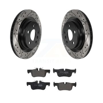 Rear Drilled Slot Brake Rotors Semi-Metallic Pad Kit For BMW X1 Mini X2 Cooper Countryman KDF-100929
