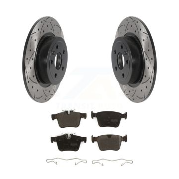 Rear Drilled Slot Brake Rotor Semi-Metallic Pad Kit For 2016-2019 Land Rover Range Evoque KDF-100930