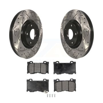 Front Drilled Slot Brake Rotors Semi-Metallic Pad Kit For INFINITI G37 With Brembo Brakes KDF-100945