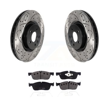 Front Drilled Slot Brake Rotor Semi-Metallic Pad Kit For Land Rover Discovery Sport Range KDF-100946