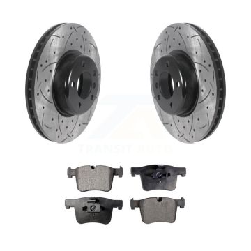 Front Coated Drilled Slot Disc Brake Rotor & Semi-Metallic Pad Kit For BMW 335i xDrive GT KDF-100952