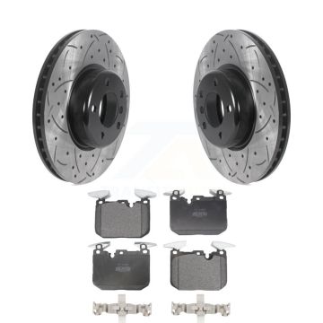 Front Drill Slot Brake Rotors Semi-Metallic Pad Kit For BMW 328i xDrive 330i 320i 435i GT KDF-100953