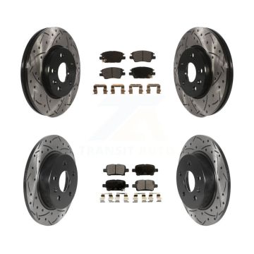 Front Rear Drill Slot Brake Rotors Semi-Metallic Pad Kit For Chevrolet Cruze Bolt EV Volt KDF-100956