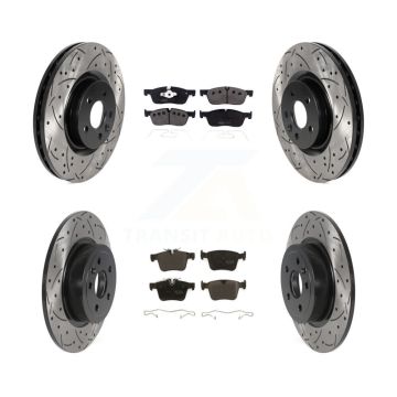 Front Rear Drill Slot Disc Brake Rotors Semi-Metallic Pad Kit For Land Rover Range Evoque KDF-100961