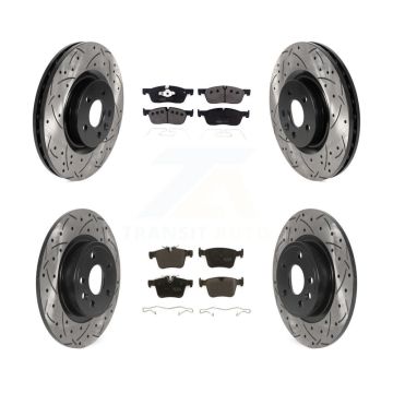 Front Rear Drilled Slot Brake Rotors Semi-Metallic Pad Kit For Land Rover Discovery Sport KDF-100963