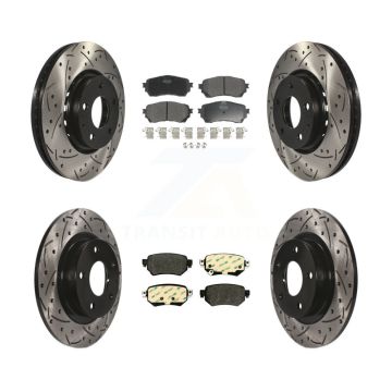 Front Rear Drilled Slot Brake Rotor Semi-Metallic Pad Kit For Mazda 6 Naturally Aspirated KDF-100964