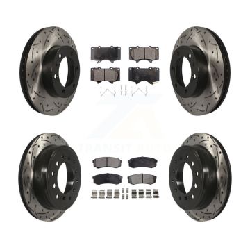 Front Rear Drilled Slot Brake Rotor Semi-Metallic Pad Kit For 2010-2014 Toyota FJ Cruiser KDF-100967