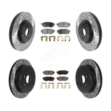 Front Rear Drilled Slot Disc Brake Rotors Semi-Metallic Pad Kit For Subaru Outback Legacy KDF-100976