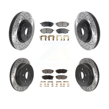 Front Rear Drilled Slot Brake Rotors Semi-Metallic Pad Kit For 14-18 Subaru Forester 2.0L KDF-100978