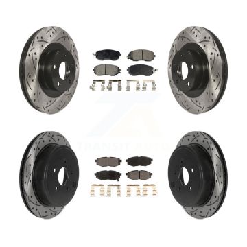 Front Rear Drilled Slot Disc Brake Rotor & Semi-Metallic Pad Kit For Subaru BRZ Toyota 86 KDF-100980
