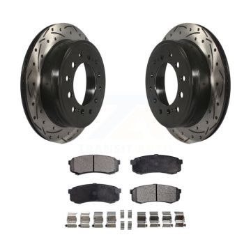 Rear Drill Slot Disc Brake Rotors Semi-Metallic Pad Kit For Toyota 4Runner Lexus GX460 FJ KDF-100983