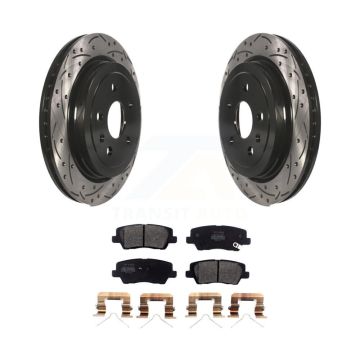 Rear Coated Drilled Slotted Disc Brake Rotors And Semi-Metallic Pads Kit For Cadillac CTS KDF-100987