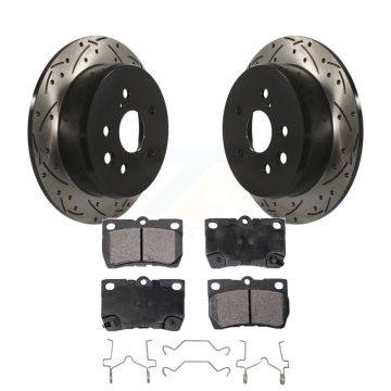 Rear Coated Drilled Slotted Disc Brake Rotors And Semi-Metallic Pads Kit For Lexus IS250 KDF-100991