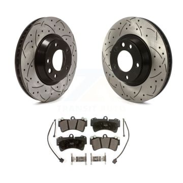 Front Drill Slot Brake Rotor Semi-Metallic Pad Kit For Audi Q7 Porsche Cayenne Volkswagen KDF-100996