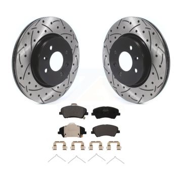 Front Coated Drill Slot Disc Brake Rotor Semi-Metallic Pad Kit For Kia Rio Hyundai Accent KDF-101003