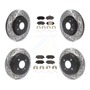 Front Rear Drilled Slot Disc Brake Rotor Semi-Metallic Pad Kit For Kia Rio Hyundai Accent KDF-101005