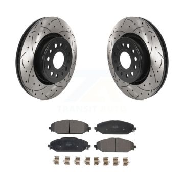 Front Coated Drilled Slotted Disc Brake Rotors And Semi-Metallic Pads Kit For Ram 1500 KDF-101011