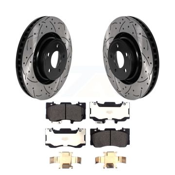 Front Coated Drilled Slotted Disc Brake Rotors And Semi-Metallic Pad Kit For Ford Mustang KDF-101012