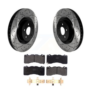 Front Coated Drilled Slotted Disc Brake Rotors And Semi-Metallic Pad Kit For Ford Mustang KDF-101013