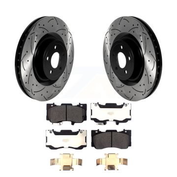 Front Coated Drilled Slotted Disc Brake Rotors And Semi-Metallic Pad Kit For Ford Mustang KDF-101017