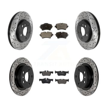Front Rear Coat Drill Slot Disc Brake Rotor Semi-Metallic Pad Kit For Mini Cooper Clubman KDF-101025