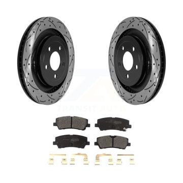 Rear Coated Drilled Slotted Disc Brake Rotors And Semi-Metallic Pads Kit For Ford Mustang KDF-101035