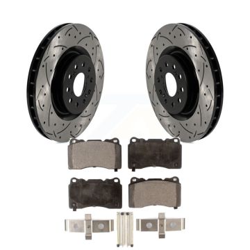 Front Drill Slot Disc Brake Rotors Semi-Metallic Pad Kit For 2017-2020 Honda Civic Type R KDF-101040