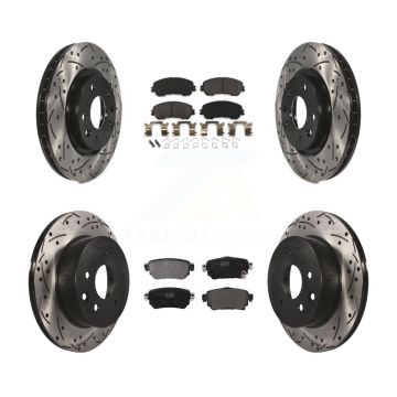 Front Rear Drilled Slot Brake Rotor & Semi-Metallic Pad Kit For 2019 Nissan Rogue Sport S KDF-101042