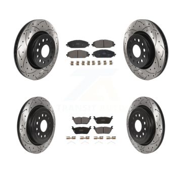 Front Rear Coated Drilled Slotted Disc Brake Rotor And Semi-Metallic Pad Kit For Ram 1500 KDF-101045