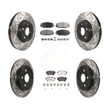 Front Rear Drill Slot Disc Brake Rotor Semi-Metallic Pad Kit For 2019 Toyota Corolla 1.8L KDF-101046
