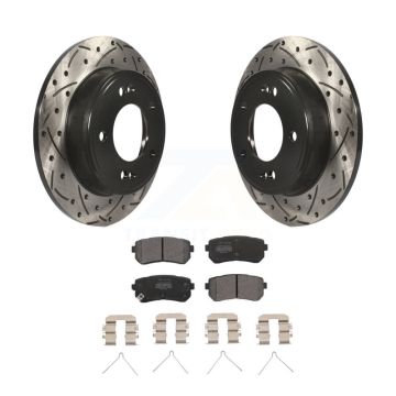 Rear Coated Drill Slot Disc Brake Rotor Semi-Metallic Pad Kit For Hyundai Kona Kia Seltos KDF-101051