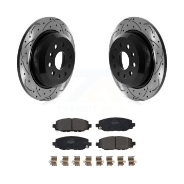 Rear Drilled Slot Brake Rotor & Semi-Metallic Pad Kit For 2018-2020 Jeep Wrangler Rubicon KDF-101052