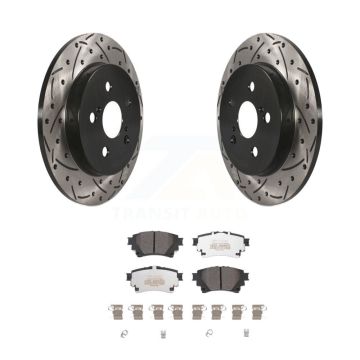 Rear Coat Drill Slot Disc Brake Rotors Semi-Metallic Pad Kit For 2019 Toyota Corolla 1.8L KDF-101054